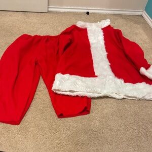 Festive Red Outfit with White Fur Trim